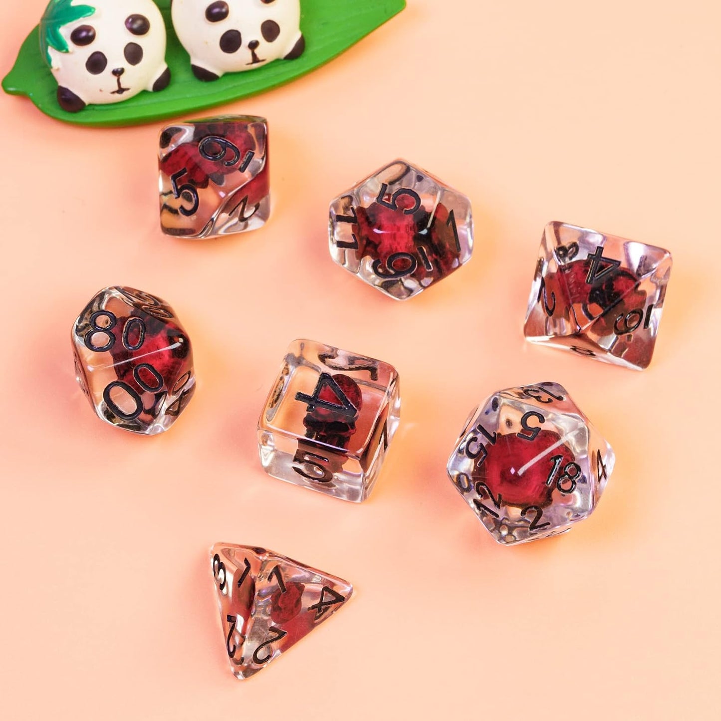 Skull Resin Dice Set — 7-Piece Polyhedral D&D Dice (Crimson)