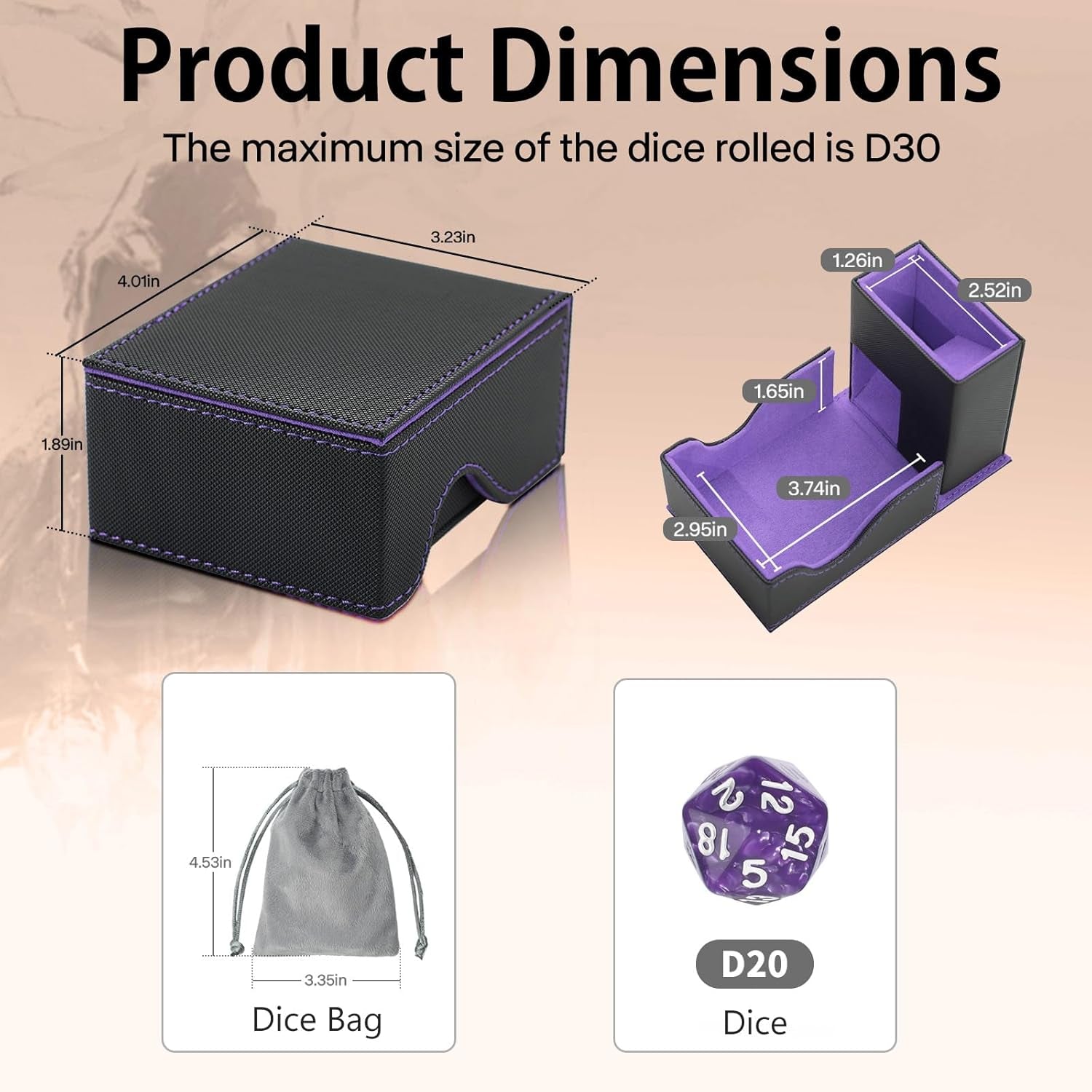 Foldable Dice Tower & Rolling Tray (Black / Violet)