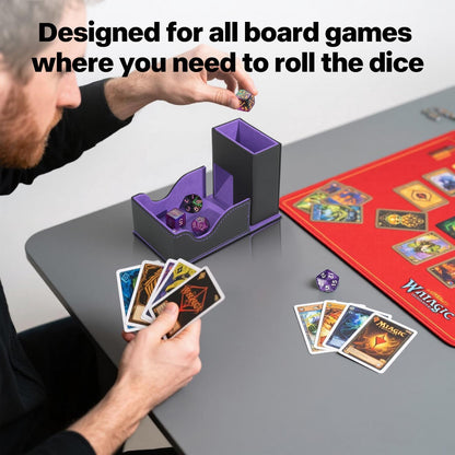 Foldable Dice Tower & Rolling Tray (Black / Violet)