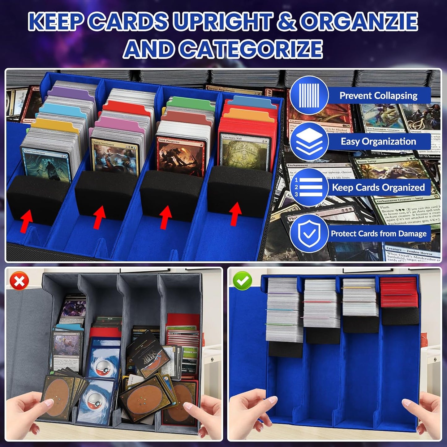 Vault Card Storage Box — 3400+ Cards, Magnetic, 16 Dividers