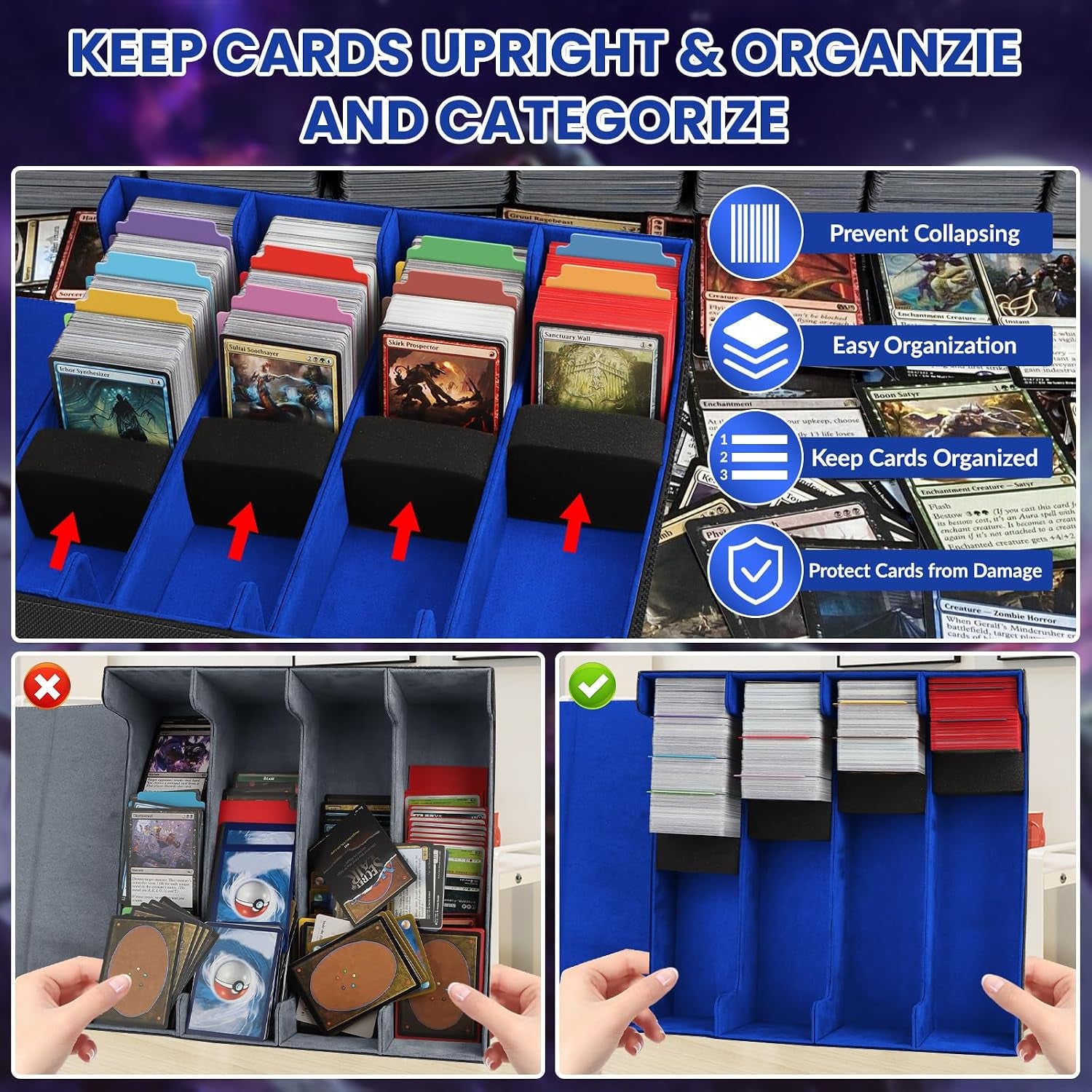 Vault Card Storage Box — 3400+ Cards, Magnetic, 16 Dividers
