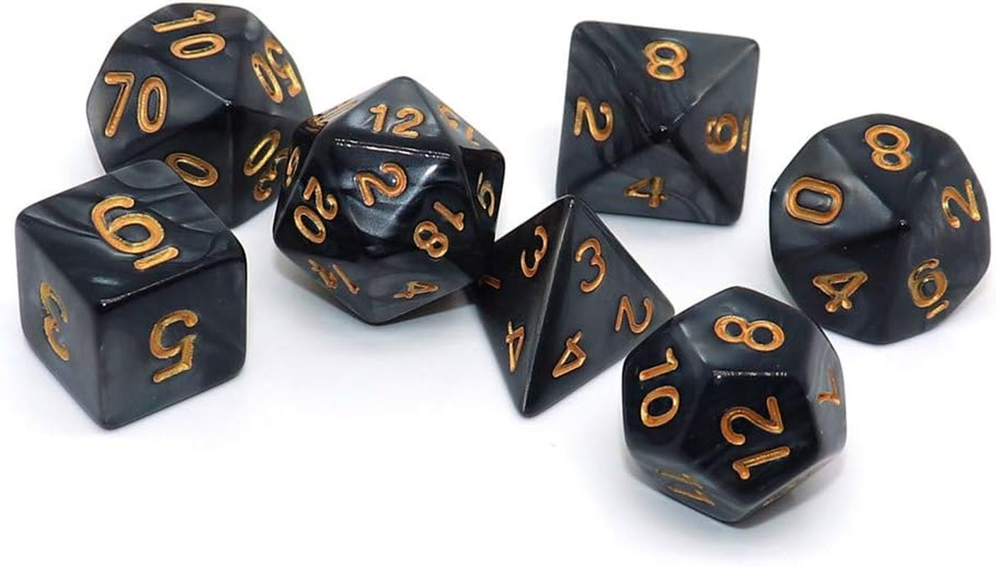 Pearl Black Dice Set — 7-Piece Polyhedral D&D Dice