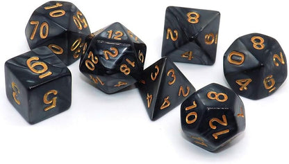 Pearl Black Dice Set — 7-Piece Polyhedral D&D Dice