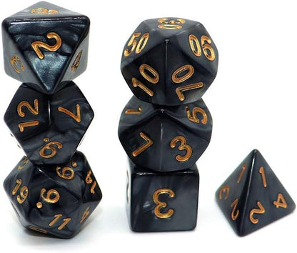 Pearl Black Dice Set — 7-Piece Polyhedral D&D Dice