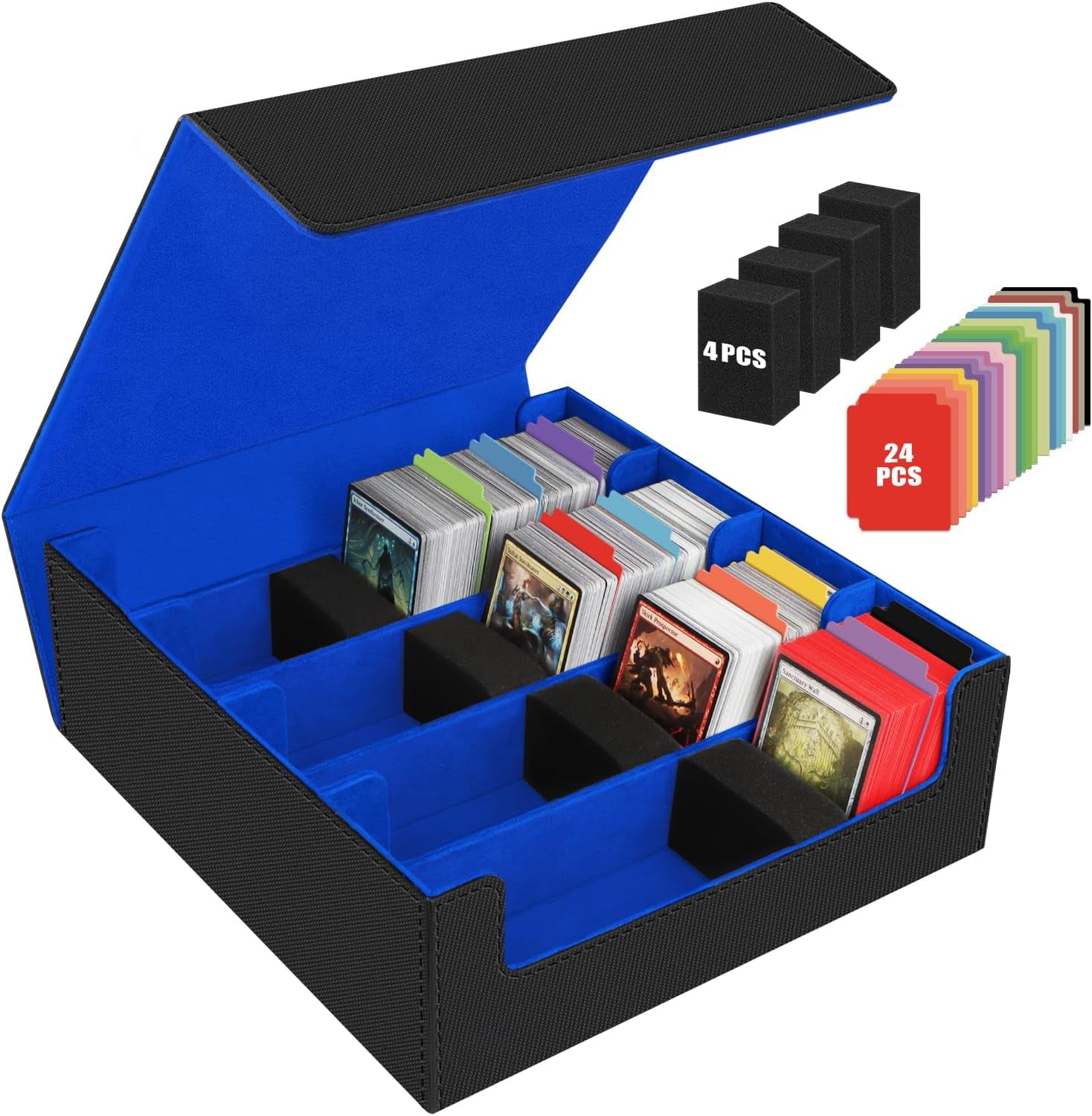 Vault Card Storage Box — 3400+ Cards, Magnetic, 16 Dividers