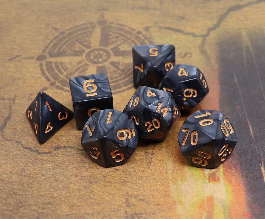 Pearl Black Dice Set — 7-Piece Polyhedral D&D Dice