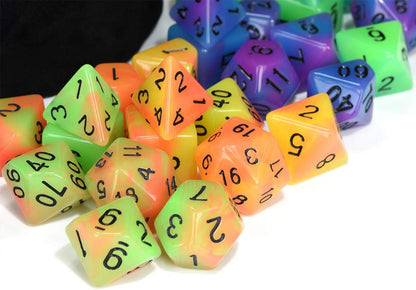 Glow-In-The-Dark Dice Bundle — 5 Sets, 35 Polyhedral Dice