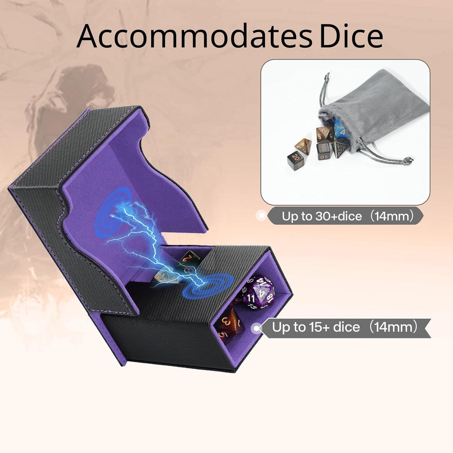 Foldable Dice Tower & Rolling Tray (Black / Violet)