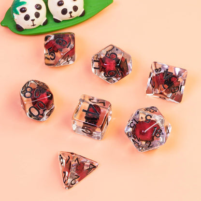 Skull Resin Dice Set — 7-Piece Polyhedral D&D Dice (Crimson)