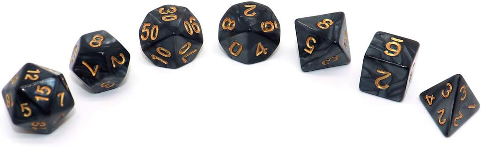 Pearl Black Dice Set — 7-Piece Polyhedral D&D Dice