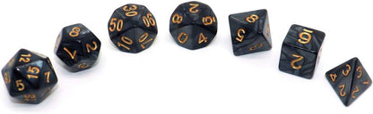 Pearl Black Dice Set — 7-Piece Polyhedral D&D Dice