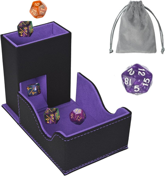 Foldable Dice Tower & Rolling Tray (Black / Violet)
