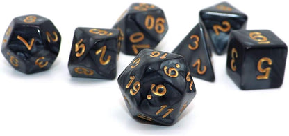 Pearl Black Dice Set — 7-Piece Polyhedral D&D Dice