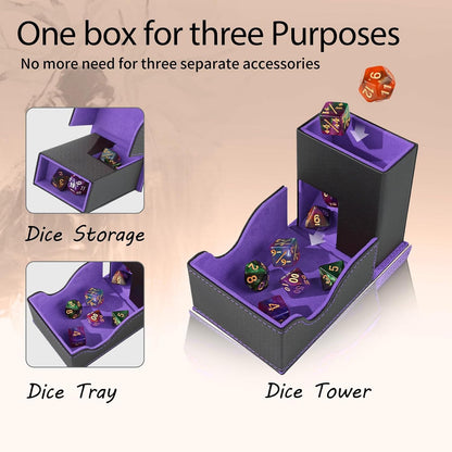 Foldable Dice Tower & Rolling Tray (Black / Violet)