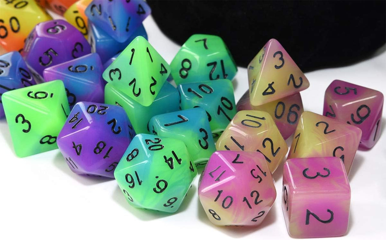 Glow-In-The-Dark Dice Bundle — 5 Sets, 35 Polyhedral Dice