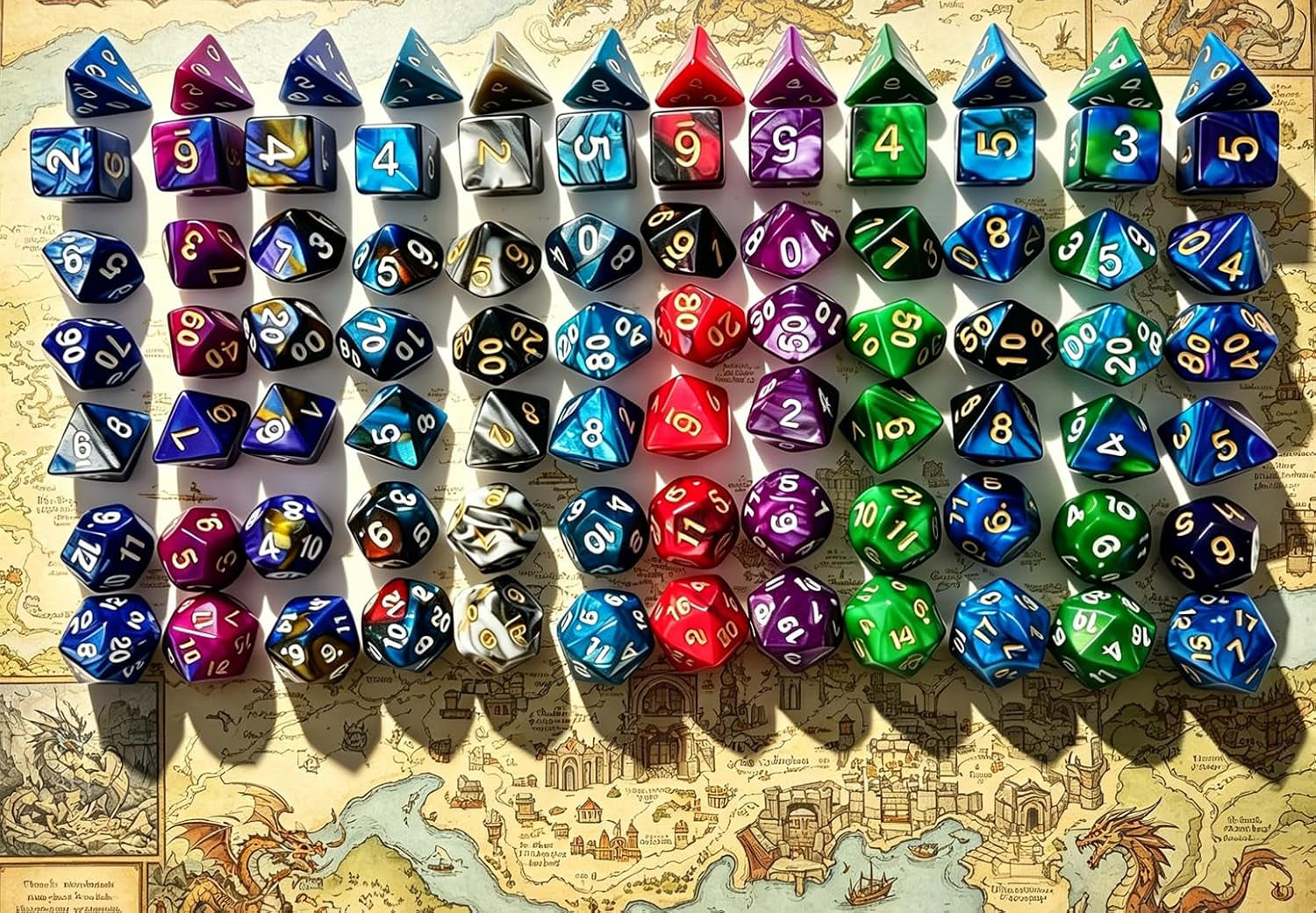 Ember Dice Set — 7-Piece Polyhedral D&D Dice (Red & Black)