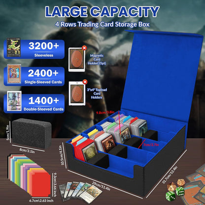 Vault Card Storage Box — 3400+ Cards, Magnetic, 16 Dividers