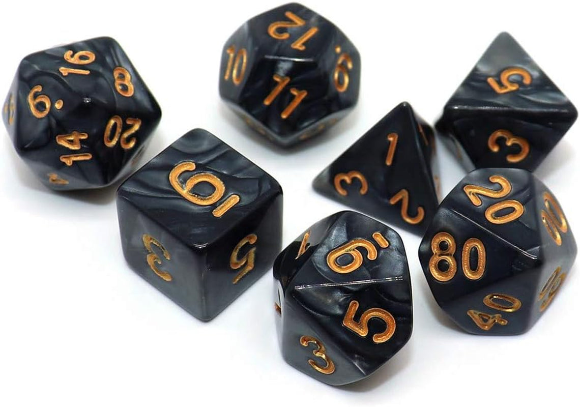 Pearl Black Dice Set — 7-Piece Polyhedral D&D Dice